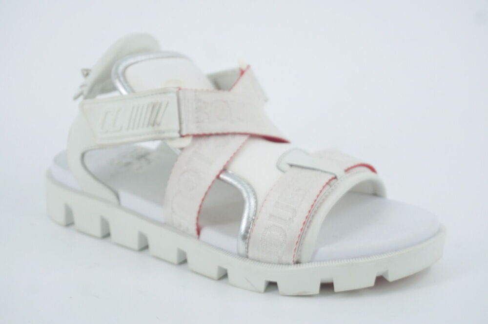 Christian Louboutin Velcrissimo Lug-Sole Sport Sandals SZ 37 New $795 Logo Strap